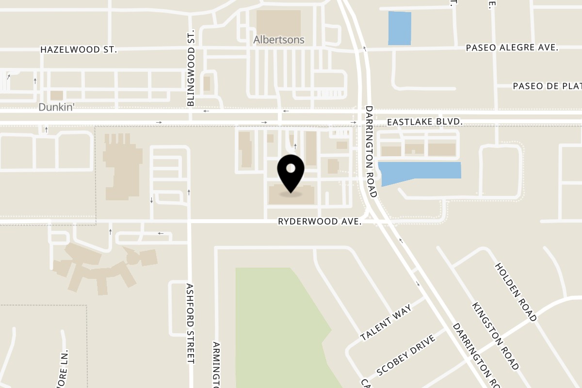 Map showing the location of Skinny's BBQ on 13650 Eastlake Blvd #110 in Horizon City