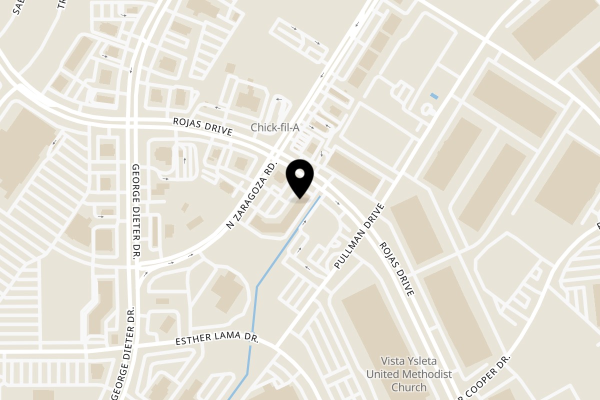 Map showing the location of Skinny's BBQ Zaragoza on 1320 N Zaragoza Rd Ste 105 in El Paso